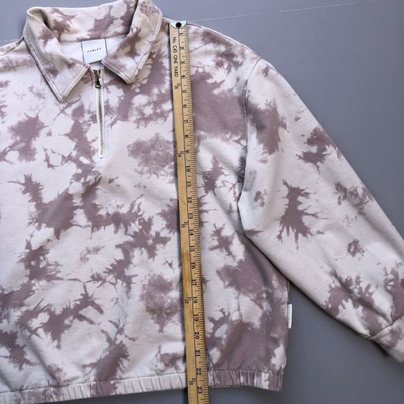 VARLEY Women Large Romero Sweat Taupe White Tie Dye Half Zip Pullover Sweatshirt - Picture 7 of 12